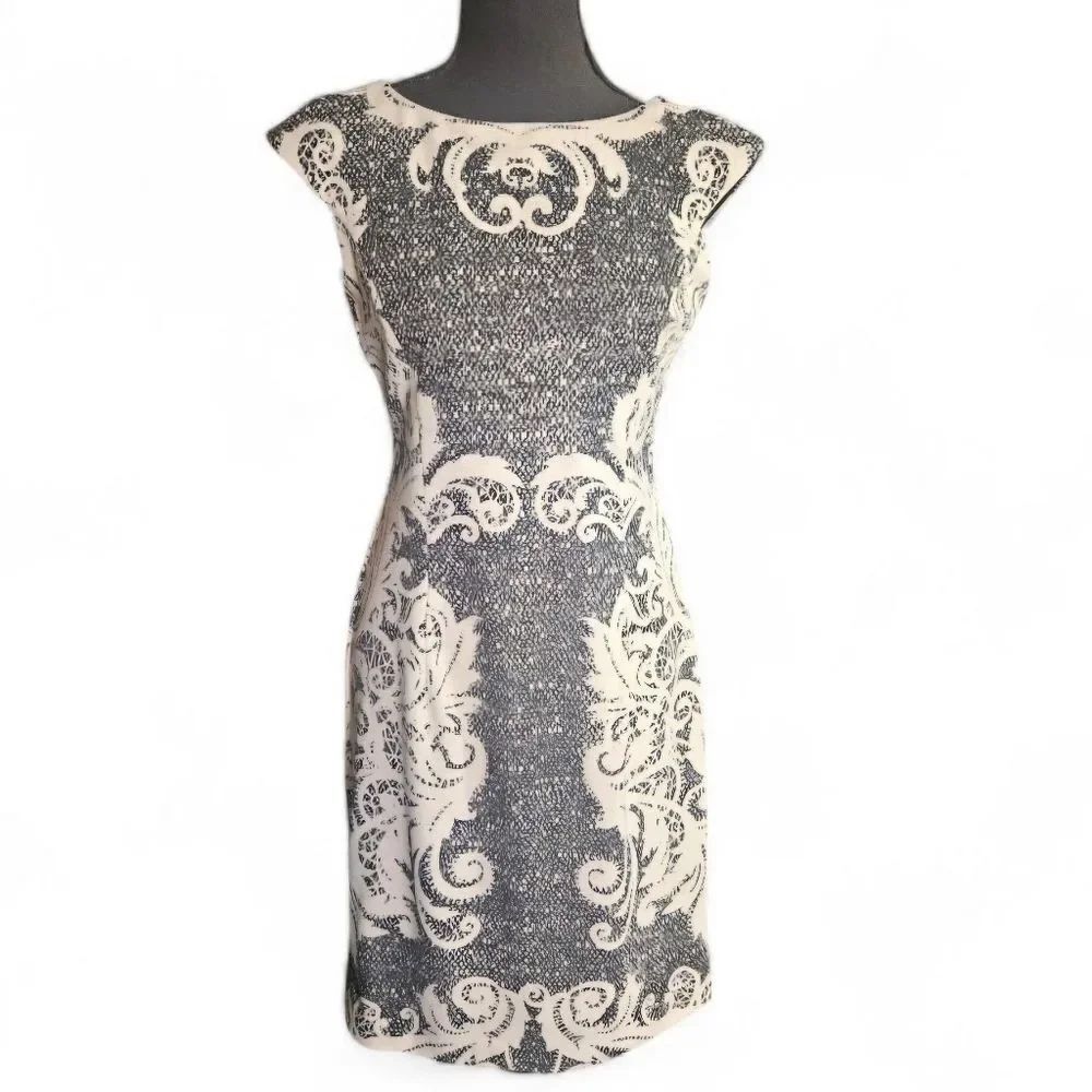 Maggy London Black and Cream Mini Dress